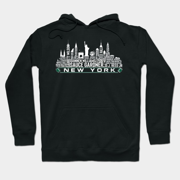 New York Football Team 23 Player Roster, New York City Skyline Hoodie by Legend Skyline